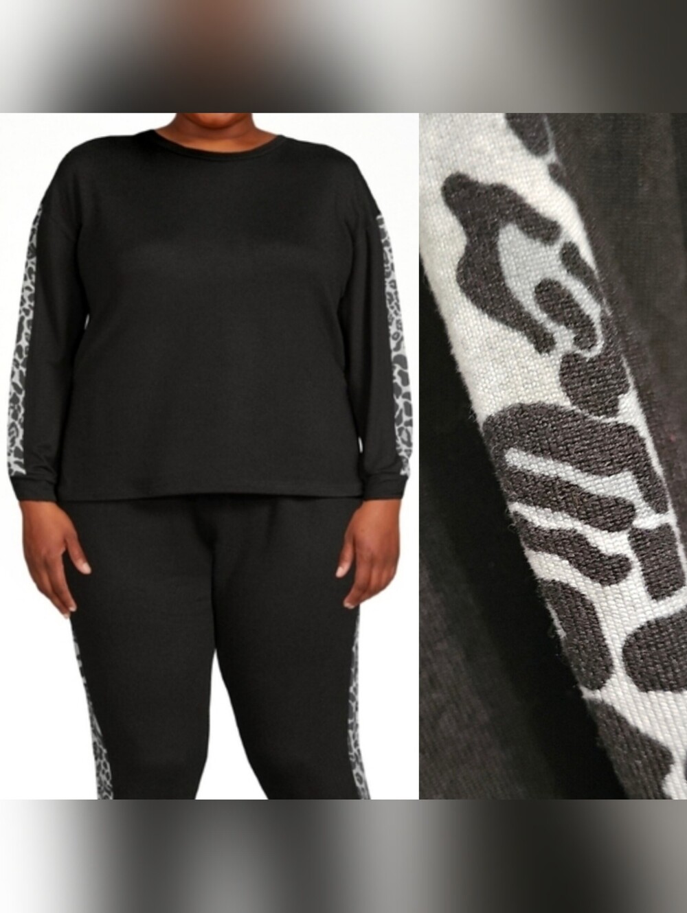 Lissome Lounge Soft Cozee Pajama top 4X Jet Black Animal New